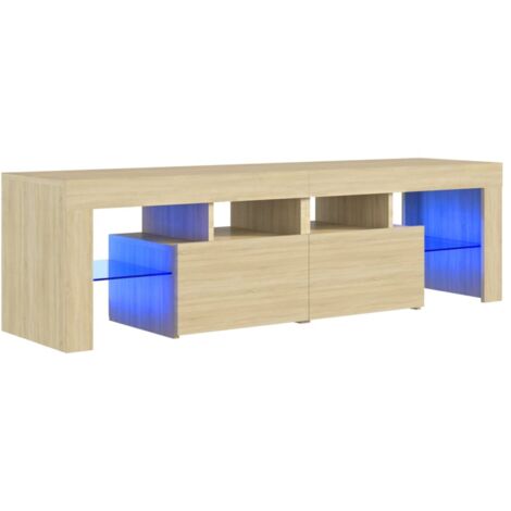 Meuble TV avec lumières LED Chêne sonoma 140x36,5x40 cm vidaXL