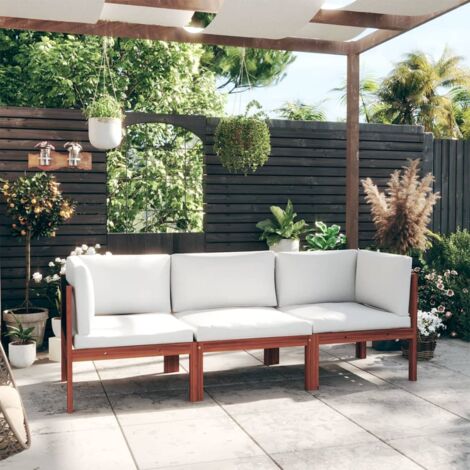 Vidaxl – Canapé de jardin 3 places en bois d'acacia avec coussins amovibles – Dossier en corde tressée – Finition huilée pour extérieur (1/5)