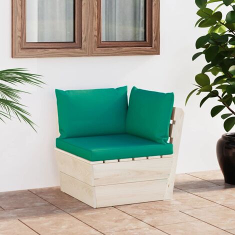 Canapé d'angle palette de jardin avec coussins Épicéa imprégné vidaXL