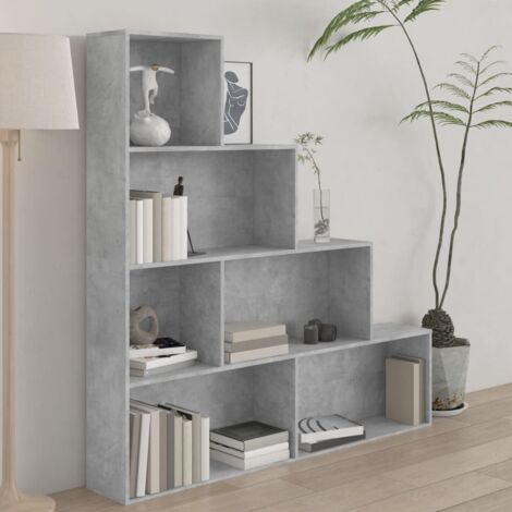 Vidaxl – Bibliothèque séparateur de pièce 155x24x160 cm – 6 étagères ouvertes – Bois d'ingénierie gris béton – Meuble décoratif pratique