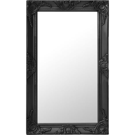 Vidaxl – Miroir mural baroque 50x80 cm noir – Cadre en bois orné – Fixation murale incluse – Pour salle de bain ou dressing