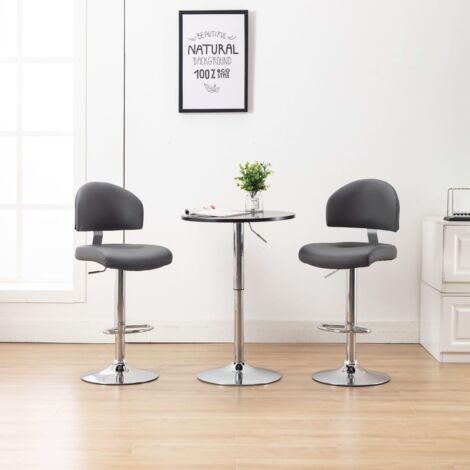 Tabourets de bar Lot de 2 - Tabourets Hauts - Chaises Fauteuil de bar gris similicuir vidaXL (1/5)