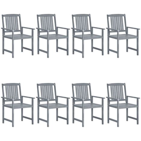 Chaises de jardin lot de 8 Bois massif d'acacia Gris vidaXL