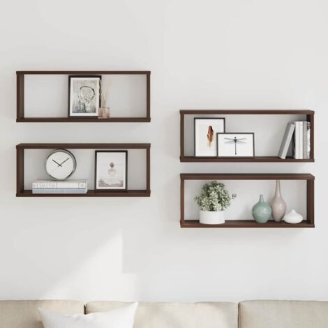 Étagères murales cube 4 pcs Chêne marron 60x15x23 cm Bois