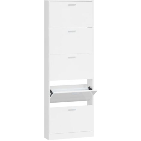 vidaXL Armoire à chaussure Blanc brillant 59x17x169 cm Bois ingénierie
