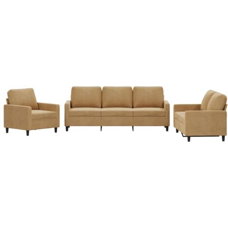 Ensemble de canapés 3 pcs avec coussins Marron Velours vidaXL