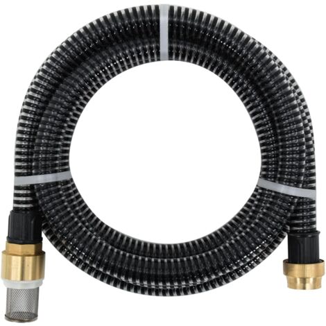 vidaXL Suction Hose with Brass Connectors Black 1,1" 15 m PVC
