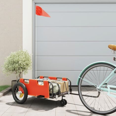 vidaXL Remorque de vélo orange tissu oxford et fer