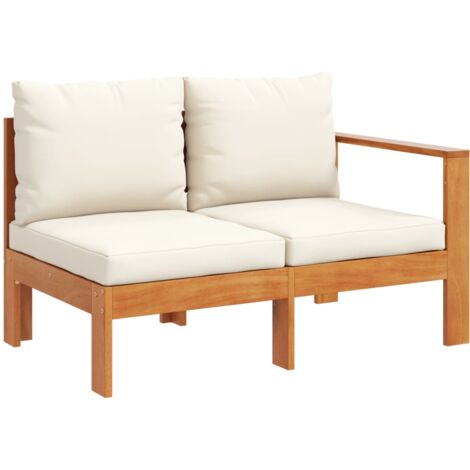 Vidaxl – Canapé de jardin 2 places en bois d'acacia massif – Coussins épais amovibles – Dimensions 114x68x64 cm – Confort extérieur durable