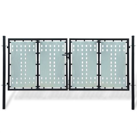 vidaXL Portail de clĂ´ture noir Ă une porte 300x125 cm (1/6)