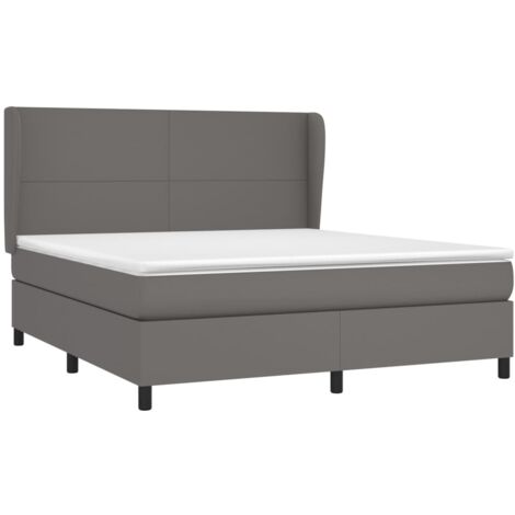 vidaXL Sommier à lattes de lit avec matelas Gris 180x200 cm Similicuir (1/5)
