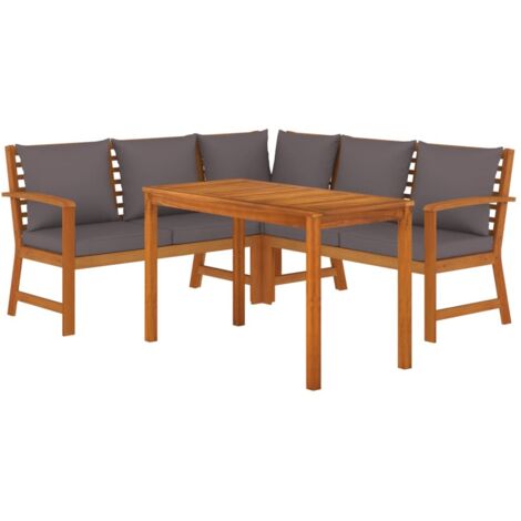 vidaXL Ensemble à manger de jardin 4 pcs coussins Bois acacia (1/5)