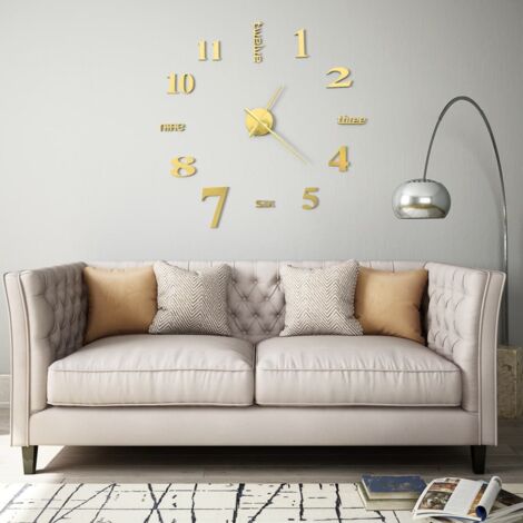 Horloge murale 3D Design moderne 100 cm XXL Doré vidaXL