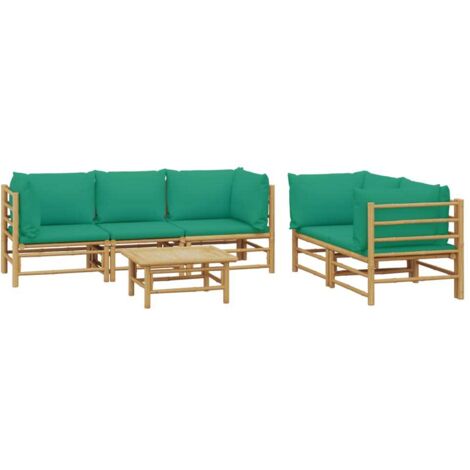 Salon de jardin 6 pcs avec coussins vert bambou vidaXL