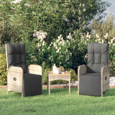 vidaXL Chaises inclinables d'extérieur et coussins lot de 2 Poly rotin (1/5)