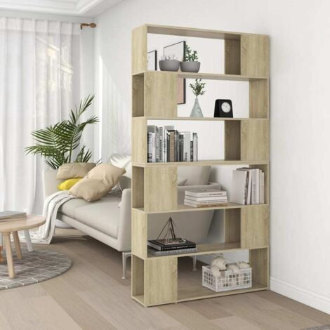 Vidaxl – Bibliothèque séparateur de pièce chêne sonoma 100x24x188 cm – Matériau bois d'ingénierie – Compartiments spacieux pour rangement