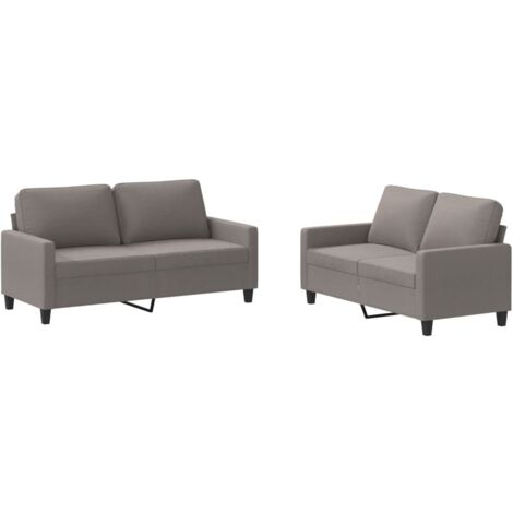 vidaXL Ensemble de canapés 2 pcs avec coussins Taupe Tissu (1/5)
