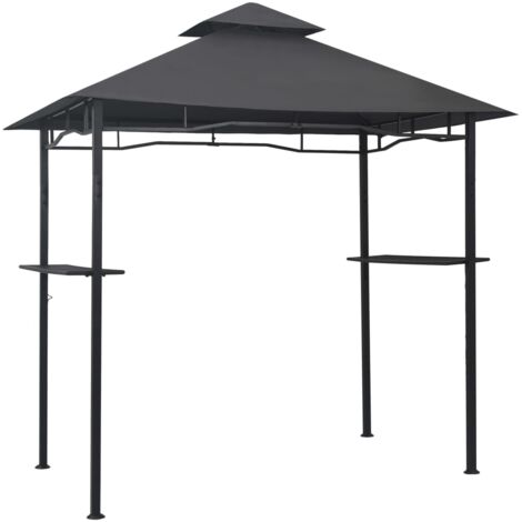 Vidaxl – Abri barbecue en acier anthracite 240x150x255 cm – Toit double couche résistant aux intempéries – 2 comptoirs de bar intégrés