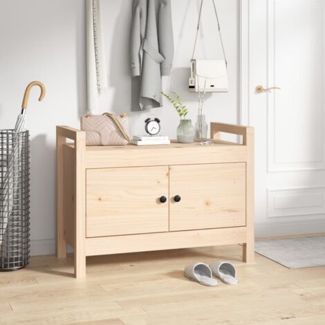Vidaxl – Banc d'entrée en bois de pin massif 80x40x60 cm – Grand espace de rangement – Idéal pour couloir ou entrée – Montage facile