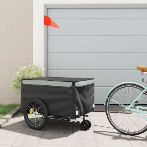 vidaXL Remorque de vélo noir et gris 45 kg fer