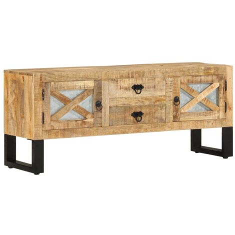 Meuble TV 110x30x45 cm Bois de manguier brut vidaXL (1/5)