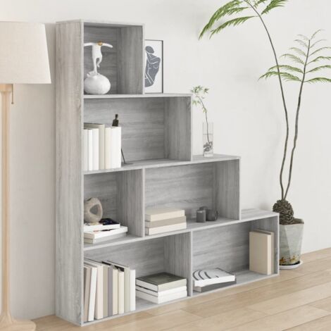 Vidaxl – Bibliothèque Sonoma gris 155x24x160 cm – 6 étagères – Bois d'ingénierie résistant à l'humidité – Design épuré pour rangement organisé