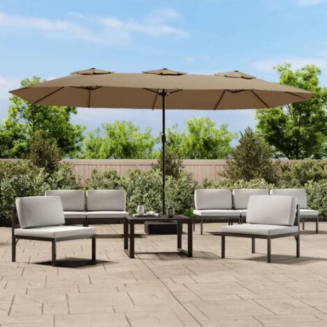 Vidaxl – Parasol droit à double tête 449x265 cm – Tissu polyester anti-UV – Mât en fer enduit de poudre – Éclairage LED intégré