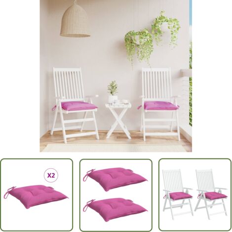 The Living Store Coussins de chaise lot de 2 rose 40x40x7 cm tissu - Coussin De Chaise - Coussin Décoratif - Coussin Exterieur - Coussin Patio - Coussin Confortable (1/5)