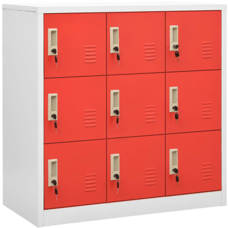 Armoire à casiers Gris clair et rouge 90x45x92,5 cm Acier vidaXL (1/6)
