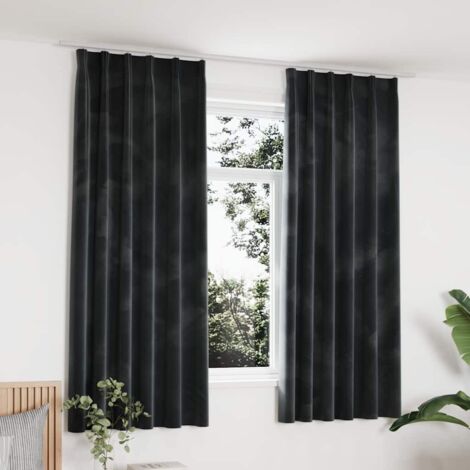 Rideaux occultants et crochet 2pcs Velours Anthracite 140x175cm vidaXL