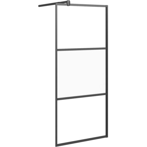 Paroi de douche 80x195 cm Verre ESG demi-dépoli Noir vidaXL