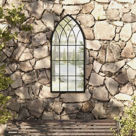 Miroir de jardin Noir 100x45 cm Fer pour utilisation extérieure vidaXL