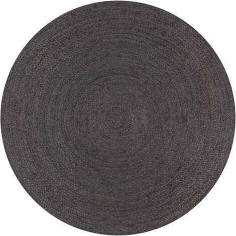 Tapis fait à la main Jute Rond 120 cm Gris foncé vidaXL