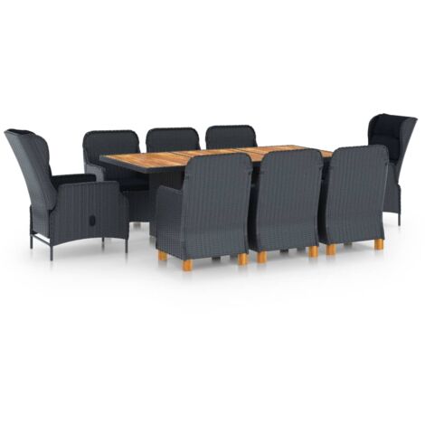 Ensemble à manger 9 pcs avec coussins résine tressée gris foncé vidaXL (1/5)