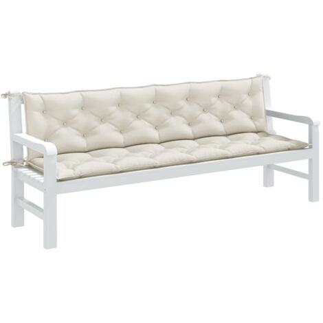 vidaXL Coussins de banc de jardin lot de 2 crème mélangé tissu
