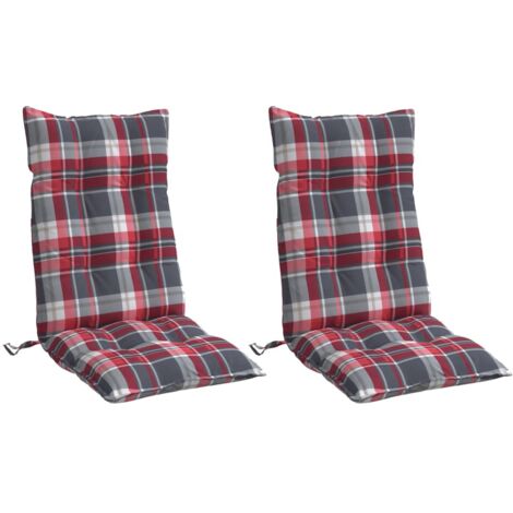 Coussins de chaise à dossier haut lot de 2 motif carreaux rouge vidaXL