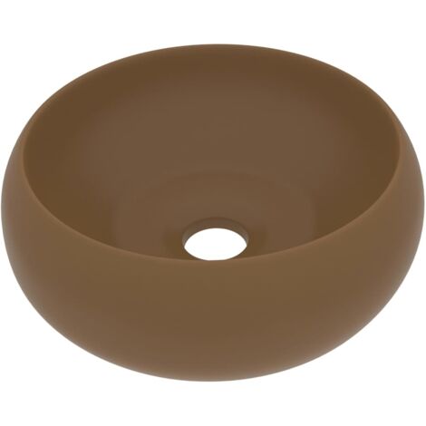 vidaXL Lavabo rond de luxe Crème mat 40x15 cm Céramique