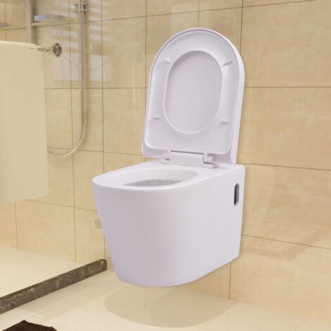 Vidaxl – WC suspendu céramique blanc – Abattant à fermeture douce – Dimensions 56x36x34 cm – Facile à nettoyer et à installer
