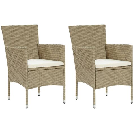 Chaises manger de jardin lot de 2 Résine tressée Beige vidaXL