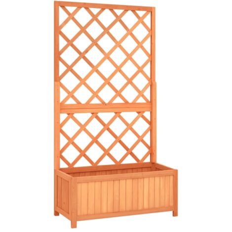 Vidaxl – Jardinière à treillis en bois de sapin 70x30x135 cm – Couleur marron – Pour plantes grimpantes et fleurs – Usage extérieur