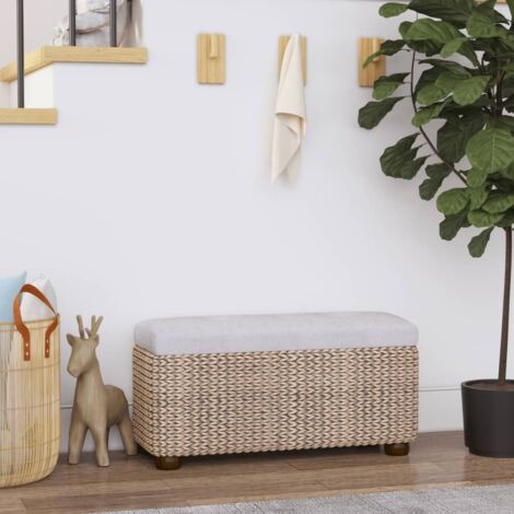 Vidaxl – Bancs de rangement lot de 2 avec coussin gris 69 x 27 x 36 cm – Matériaux : quenouille et contreplaqué – Capacité 110 kg par siège