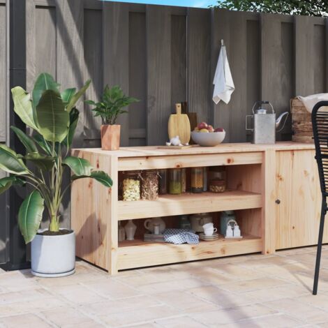 Vidaxl – Armoire de jardin en bois de pin massif 106x55x64 cm – Grand espace de rangement pour cuisine d'extérieur – Design modulaire (1/5)