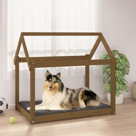 Lit pour chien Marron miel 101x70x90 cm Bois de pin solide vidaXL