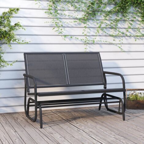 Banc oscillant de jardin noir 120,5x76x86,5 cm textilène/acier (1/5)