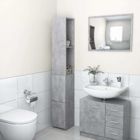 vidaXL Armoire de bain gris béton 25x26,5x170 cm bois d'ingénierie (1/6)