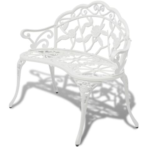 Vidaxl – Banc de jardin 100 cm en aluminium coulé blanc – Capacité 2 personnes – Dimensions 100 x 54 x 80 cm – Résistant aux intempéries