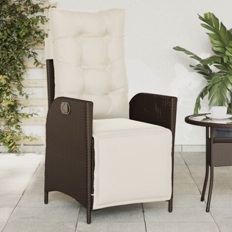 Chaise inclinable de jardin repose-pied marron résine tressée vidaXL (1/5)