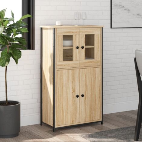Vidaxl – Buffet haut en bois d'ingénierie 62x32x106,5 cm – Résistant à l'humidité – Grand espace de rangement – Design moderne