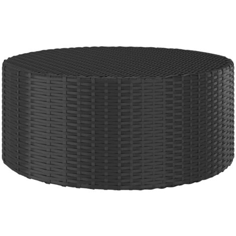 Vidaxl – Table de jardin carrée 68x68 cm – Résine tressée noire – Pieds réglables en plastique – Facile à nettoyer – Pour balcon et patio (1/4)