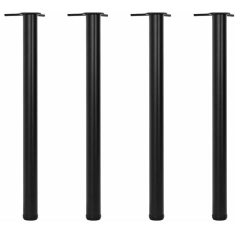 Vidaxl – Lot de 4 pieds de table réglables en hauteur 870 mm – Fer noir – Plaque de fixation en zinc – Ajustement de 870 à 880 mm